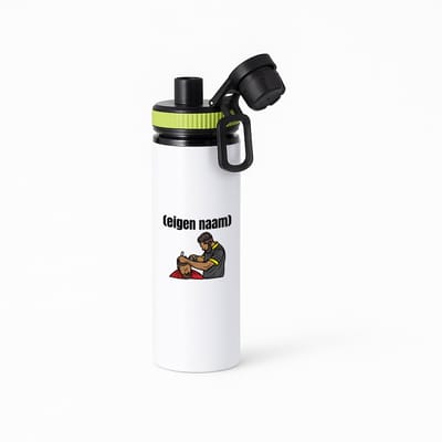 Hacebo® - kapper man met eigen naam waterfles met draaidop groen - Kapper - barbers - collega's - verjaardag - afscheidscadeau - geschenk - kado - water fles - 850ML