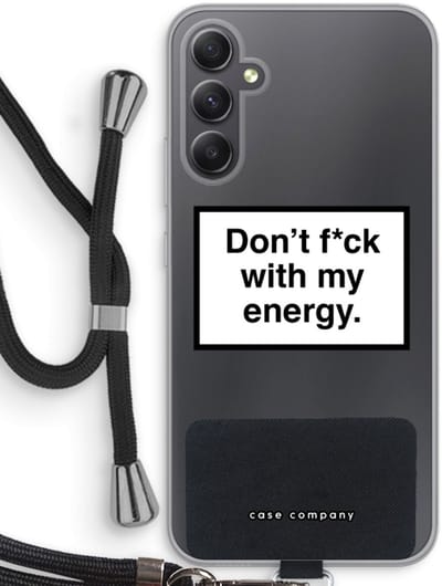 Case Company® - Hoesje met koord geschikt voor Samsung Galaxy A34 hoesje met Koord - My energy - Telefoonhoesje met Zwart Koord - Bescherming aan alle Kanten en Over de Schermrand