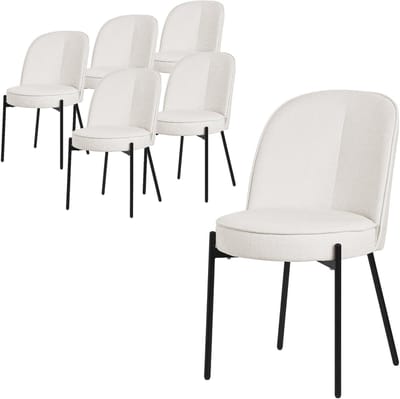 Eetkamerstoelen set van 6 beige met rugleuning, gestoffeerde stoelen voor eetkamer & keuken ML-Design