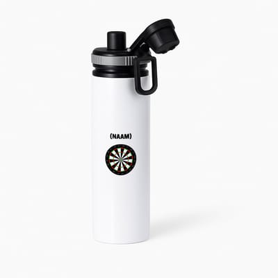 Hacebo® - Darten met eigen naam waterfles met draaidop grijs - Dartbord - Darter - Sport - water fles - 850ML