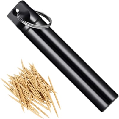 Tandenstoker Houder - Reis Container - Hygiënisch Gebruik - Stofdicht Vochtdicht - 11 x 3 x 3 cm - Zwart