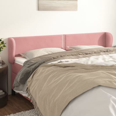 vidaXL Hoofdbord met randen 163x23x78/88 cm fluweel roze