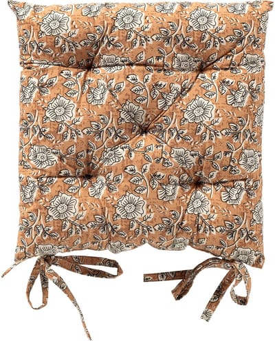 Dutch Decor - JULITA - stoelkussen 40x40 cm - bloemenmotief - met striklinten - Dusty Coral - roze - Zitkussen