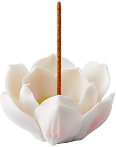 Dailygoody - Witte Lotus Wierookhouder - Handgemaakt Porselein - 64Mm