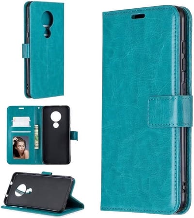 LuxeBass Telefoon Wallet Bookcase voor Nokia 5.5 - Portemonnee telefoonhoesje voor Bankpassen - Kunstleer - Siliconen Houder - Magnetische sluiten - Turquoise - telefoonhoes - gsm hoes - telefoonhoesjes - telefoonhoes - gsm hoes - gsm hoesjes