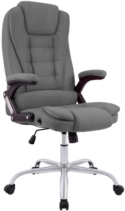 CLP Ergonomische Bureaustoel Thor - Draaibaar & Kantelbaar - Tot 150 kg - Chroom Onderstel - grijs