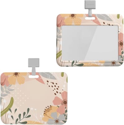 Badge Houder - Naamkaart Houder - Identificatie Tonen - Dubbelzijdig Scanbaar - 3x2 Inch Kaart - Bloemenprint