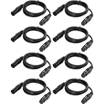 Câble XLR de 1M/3,3 pieds pour éclairage de scène DMX, prise XLR mâle à femelle à 3 broches, prise en PVC noir pour le déplacement noir