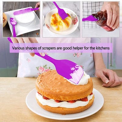 Spatel set 6-delig, hittebestendige cakecrème boter spatels BPA-vrije keuken siliconen mengschraper gereedschap voor koken en bakken, voor niet-stick inclusief spatels en borstel (paars)