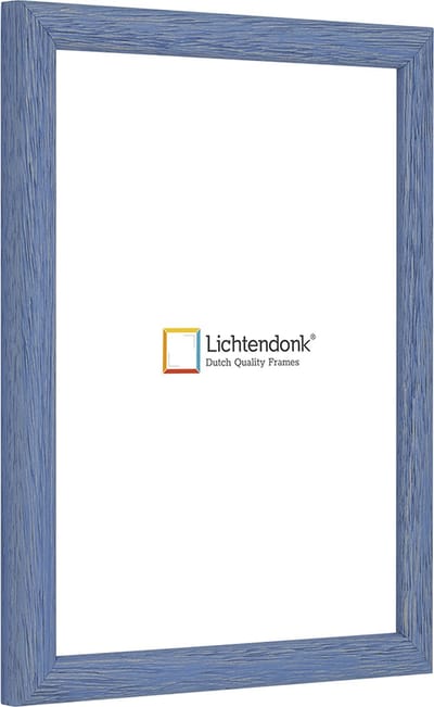 Fotolijst - Fotokader - Blauw - Halfrond met zichtbare houtnerf - Fotomaat 29,7x42 - Ontspiegeld glas - Art.nr. 10550063297421