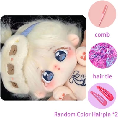 Peluche de 20 cm pour changer de vêtements, adorable poupée mignonne, anniversaire, Kawaii, cheveux blancs frits, cadeau pour le corps 20CM