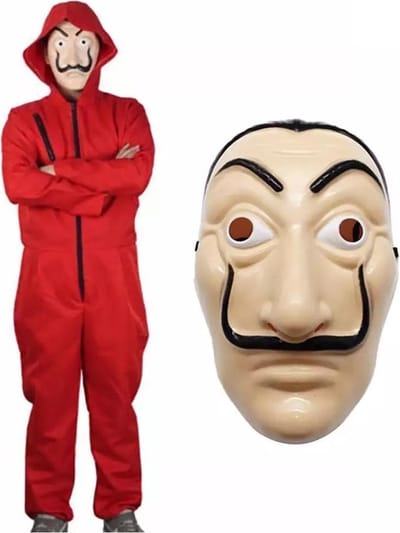La Casa De Papel jumpsuit-onesie - kostuum- met masker- Maat L/XL