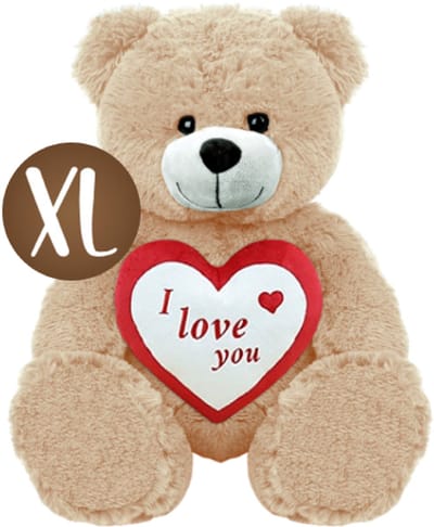 Teddybeer Bart Beige met Hart Pluche Knuffel 50 cm - Speelgoed Knuffelbeer voor Kinderen Jongens Meisjes - Valentijnsdag Cadeau voor Haar - XXL Teddybeer Groot - Teddy Knuffels