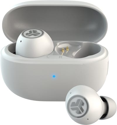 JLab Go Pop ANC Draadloze Oordopjes - Noise Cancelling Oortjes Draadloos - 24 uur Batterijduur - Bluetooth Multipoint - Met Microfoon - Geschikt voor Android en Apple - Wit