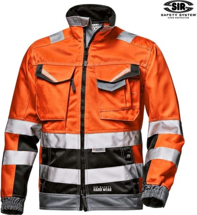 SIR SAFETY RUSH Hi Vis Reflecterend Stof Werkjas HEREN Veiligheidsjas Oranje - Reflecterende Strepen - Fleece Kraag - Verstelbare Manchetten