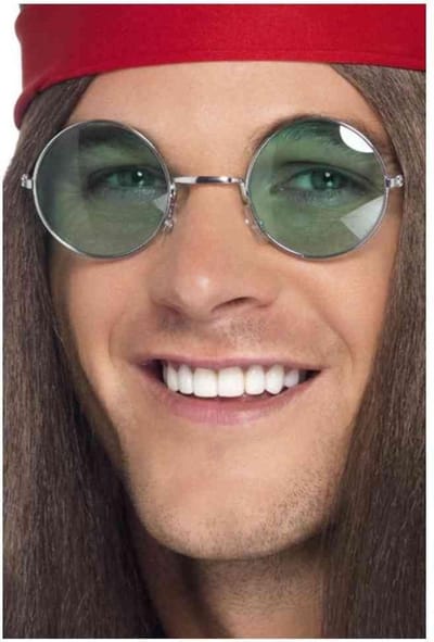 Smiffys - Hippie Kostuum Bril - Zilverkleurig