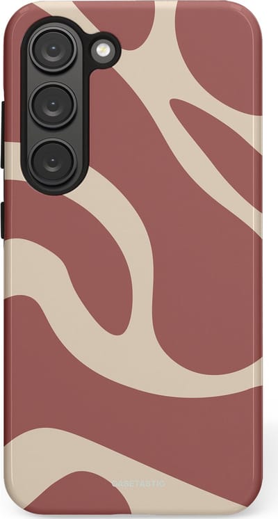 Casetastic Hoesje Geschikt voor Samsung S23 - Stijlvolle Beschermende Duo-layer Case - Terracotta Mediterranee Golven