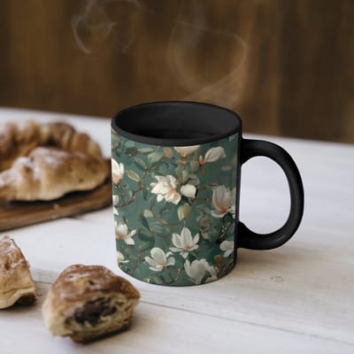 Magische Mok - Foto op Warmte Mokken - Koffiemok - Bloemen - Takken - Wit - Klassiek - Magic Mok - Beker - 350 ML - Theemok