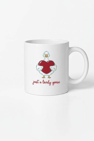 Mok met Lieve Gans & Rood Hart | 'Just a Lovely Goose' Cadeau | Unieke Koffie Thee Mok
