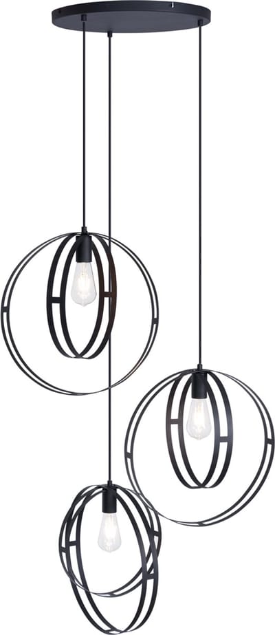 QAZQA indu - Design Hanglamp - 3 lichts - Ø 40 cm - Zwart - Woonkamer | Slaapkamer | Keuken