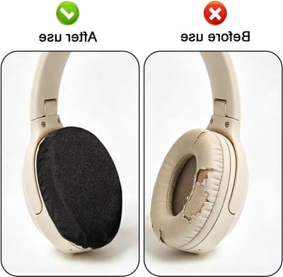 Rekbare wasbare hoofdtelefoonafdekkingen van gebreide stof voor oorkussens - 4 stuks, diameter 6-8,5 cm, zacht, ademend en stofbeschermend, ideaal voor fitness, kantoor en reizen