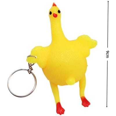 Grappige Kip Eierleggende Hennen Drukbal Sleutelhanger Creatieve Grappige Spoof Lastige Gadgets Speelgoed Kip Sleutelhanger Sleutelhangers yellow