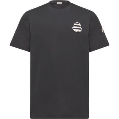 T-shirt en Jersey de Coton à Logo Rayé Moncler SS26 Homme T-shirts L10918C0007189B8U778 XL gray
