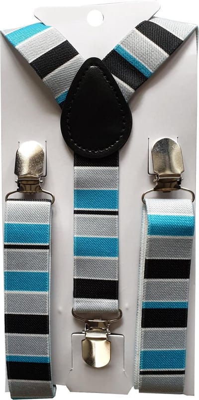 Fako Fashion® - Kinder Bretels - Print - Streep - 65cm - Grijs/Turquoise/Zwart