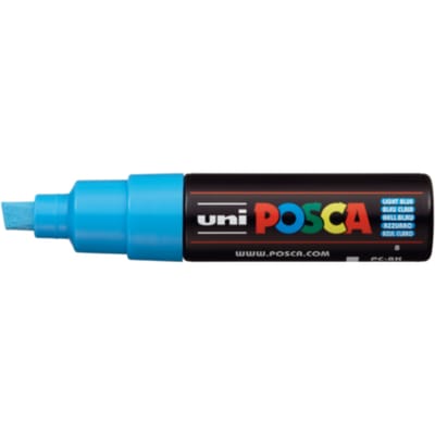 Posca marker met schuine punt schrijfdikte breed lichtblauw