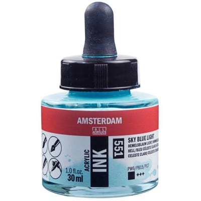 Amsterdam Acrylic Inkt Fles 30 ml Hemelsblauw Licht 551