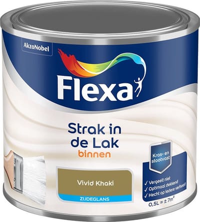 Flexa - Strak In De Lak Binnenlak Zijdeglans - Vivid Khaki - Mengverf - 500 Ml