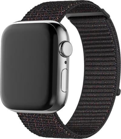 BALR nylon bandje geschikt voor Apple Watch 44mm / 45mm / 49mm – Zwart – Compatibel met Apple Watch 1/2/3/4/5/6/8/9/10/11/SE(2-3)/Ultra(2-3)