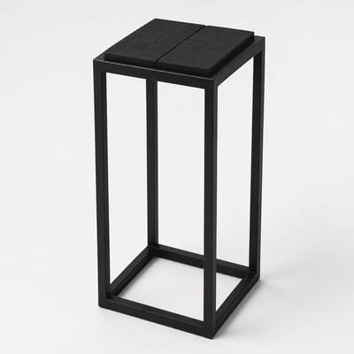 Madison 25 x 25 x 80 cm Plantenstandaard – Hout en Zwart Staal – Handgemaakt – Plantentafel / Zuil