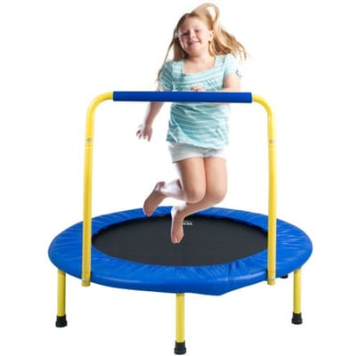 VEVOR Trampoline Tuintrampoline 810x920x920 mm, Opvouwbare Trampoline Mini 60 kg Draagvermogen Fitnesstrampoline, Kindertrampoline Peutertrampoline Blauw Binnen/Buiten/Tuin/Binnen