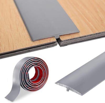 Vloer Overgangsprofiel - Zelfklevend T-profiel - Vloeren Verbinden - Duurzaam PVC Materiaal - 5 cm x 200 cm - Grijs