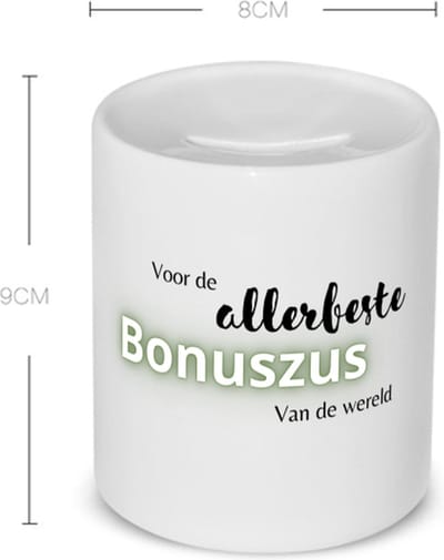 Akyol - voor de allerbeste bonuszus van de wereld Spaarpot - Zus - de beste bonuszus - verjaardagscadeau - verjaardag - cadeau - cadeautje voor zus - zus artikelen - kado - geschenk - gift - 350 ML inhoud