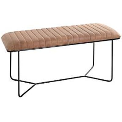 HAKU bank - bekleed - B 1000 x H 480 mm - leer en metaal - bruin-zwart