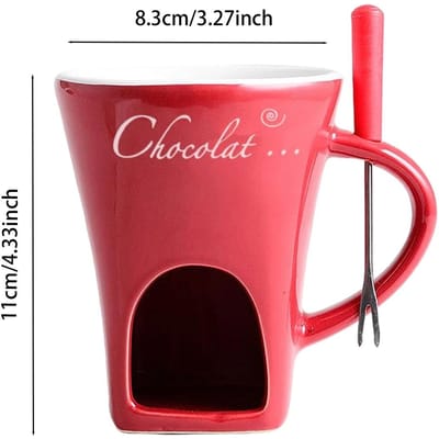 Chocolade Smelt Keramische Fonduebeker Met Vork IJs Kaas Chocolade Dessert Smelt Oven Verwarmd Voedsel Verjaardag Kookgerei red