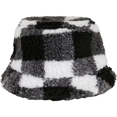 Urban Classics - Sherpa Check Bucket hat / Vissershoed - Wit/Zwart