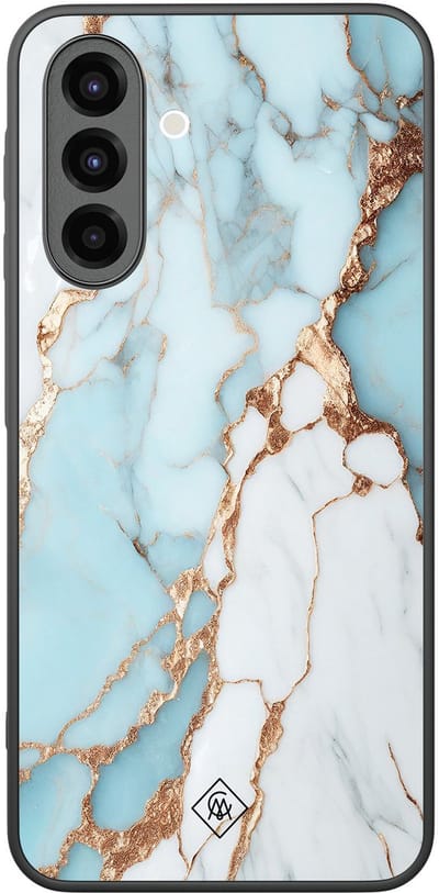 Casimoda® hoesje - Geschikt voor Samsung Galaxy A26 - Marmer Lichtblauw - Zwart TPU Backcover - Marmer - Blauw