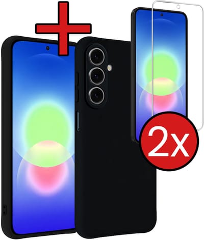 Hoesje - Met 2x Screenprotector - Geschikt voor Samsung Galaxy A27 - Sterk & Shockproof - Telefoon Hoes - Back Cover - Siliconen Case - Telefoonhoes - Zwart
