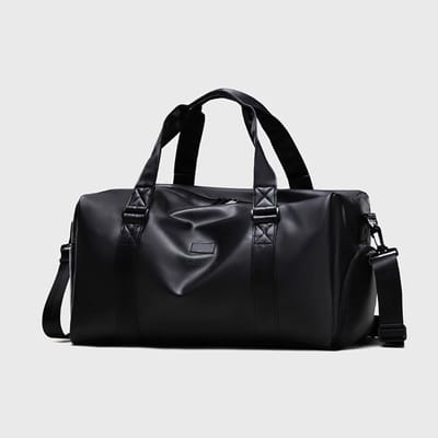 Gloovon® Reistas - 39 Liter - Waterafstotend PU-leer - Met Schoenenvak & Nat/Droogvak - Weekendtas - Zwart