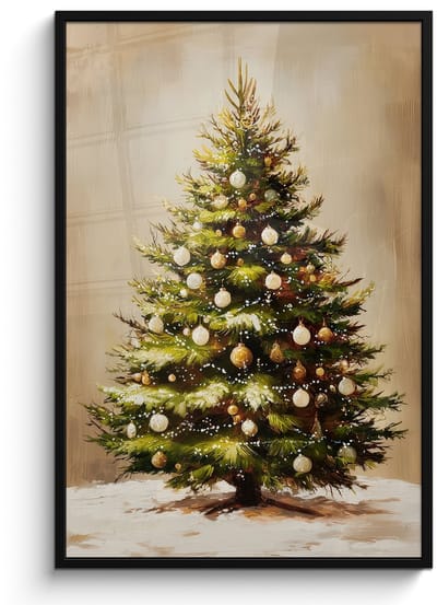 Poster in lijst - Fotolijst 80x120 cm - Posters - Kerst - Sfeer - Groen - Posterlijst zwart - Decoratie - Wanddecoratie woonkamer - Muurdecoratie slaapkamer - Kerstversiering - Kerstdecoratie voor binnen - Kerstmis