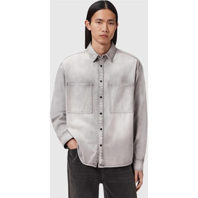AllSaints Al Denim Shirt Light Grey Taglia: XS | Camicie Casual Outlet | Uomo | Blu