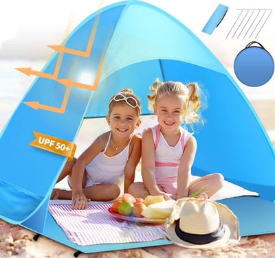 Pop-Up Strandtent 2-3 Persoons Met UV-Bescherming - Draagbare Waterdichte Tent Voor Zonbescherming