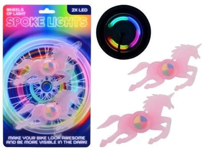 Spaakverlichting eenhoorn - set van 2 reflectoren voor je fiets - unicorn kleur spaak verlichting set - kinder fiets reflectoren