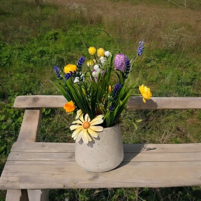 Seta Fiori - Klein tuintje - Kunst bloemen in pot compleet - 35cm
