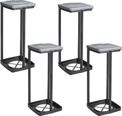 Sunware Quadra vuilniszakhouder 120L - Set van 4 - 28x31x6.5cm - Zwart