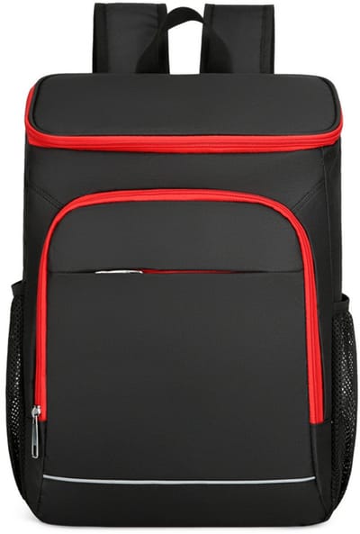 Dubbellaagse waterdichte geïsoleerde tas - geschikt voor kamperen, wandelen, picknicken, strandactiviteiten, enz. - Zwart en rood