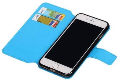 Cross Pattern TPU Bookstyle Hoesje - Wallet Case Telefoonhoesje - Geschikt voor iPhone 7 / 8 Blauw
